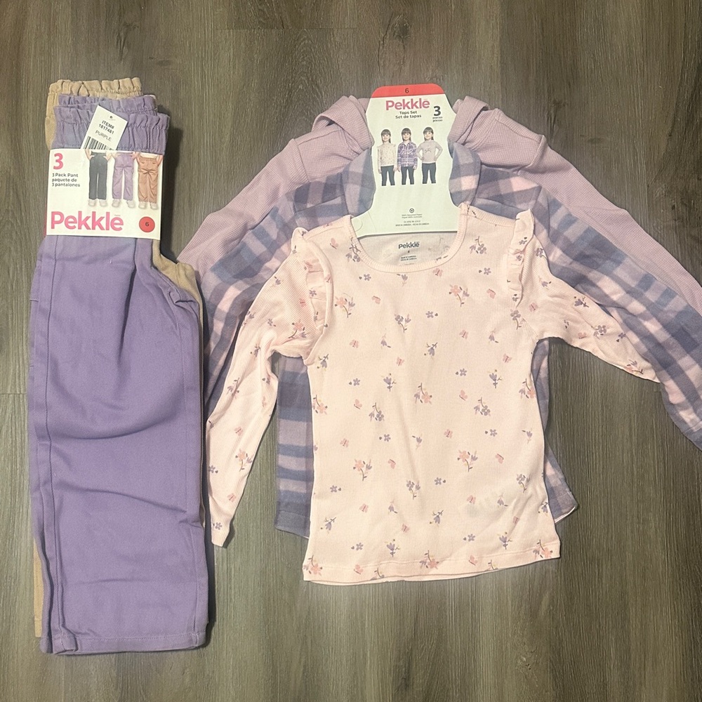 Pekkle Girls' Set in Pink and Purple size 6